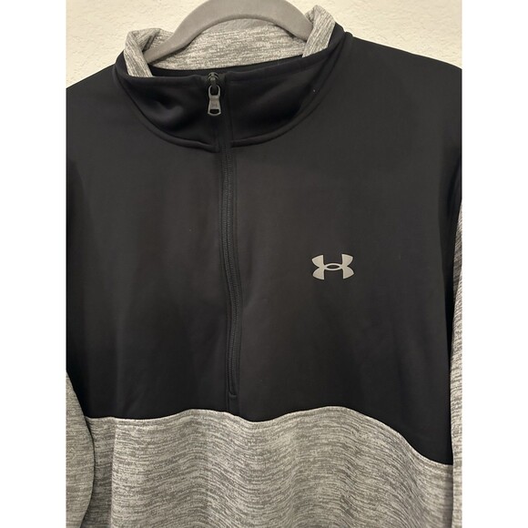 Under Armour Sweatshirt Mens XL Loose Quarter Zip Pullover Gray Black - Picture 2 of 4